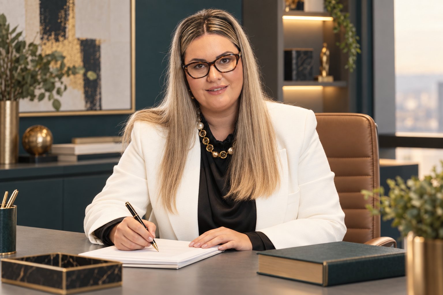 Milena Pieri de Morais no escritório Pieri de Moraes