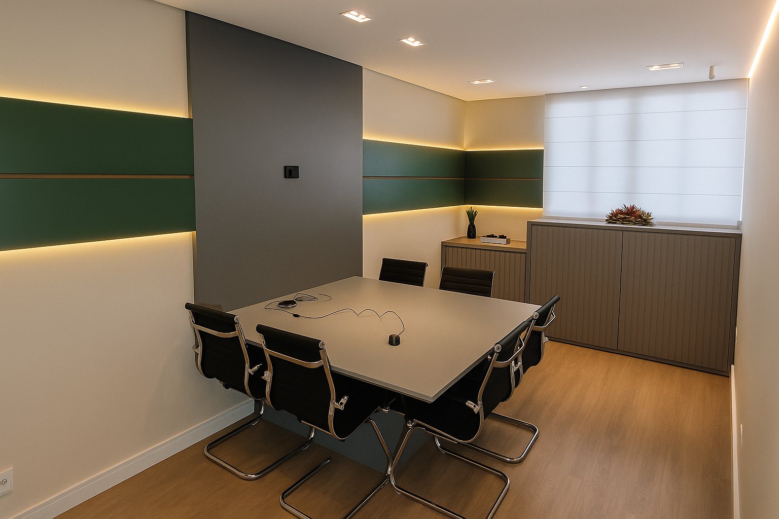 Sala de reuniões do escritório Pieri de Moraes, em Curitiba